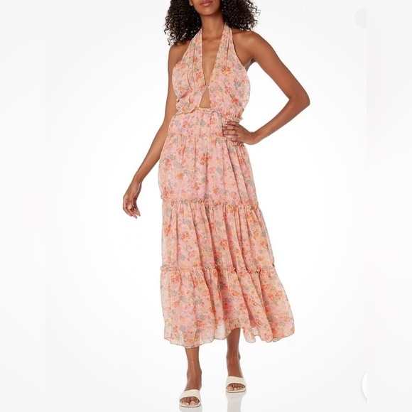 NWT ASTR The Label Floral Tiered Jaidee Halter Neck Open Back  Maxi Dress SZ XS - Picture 7 of 12